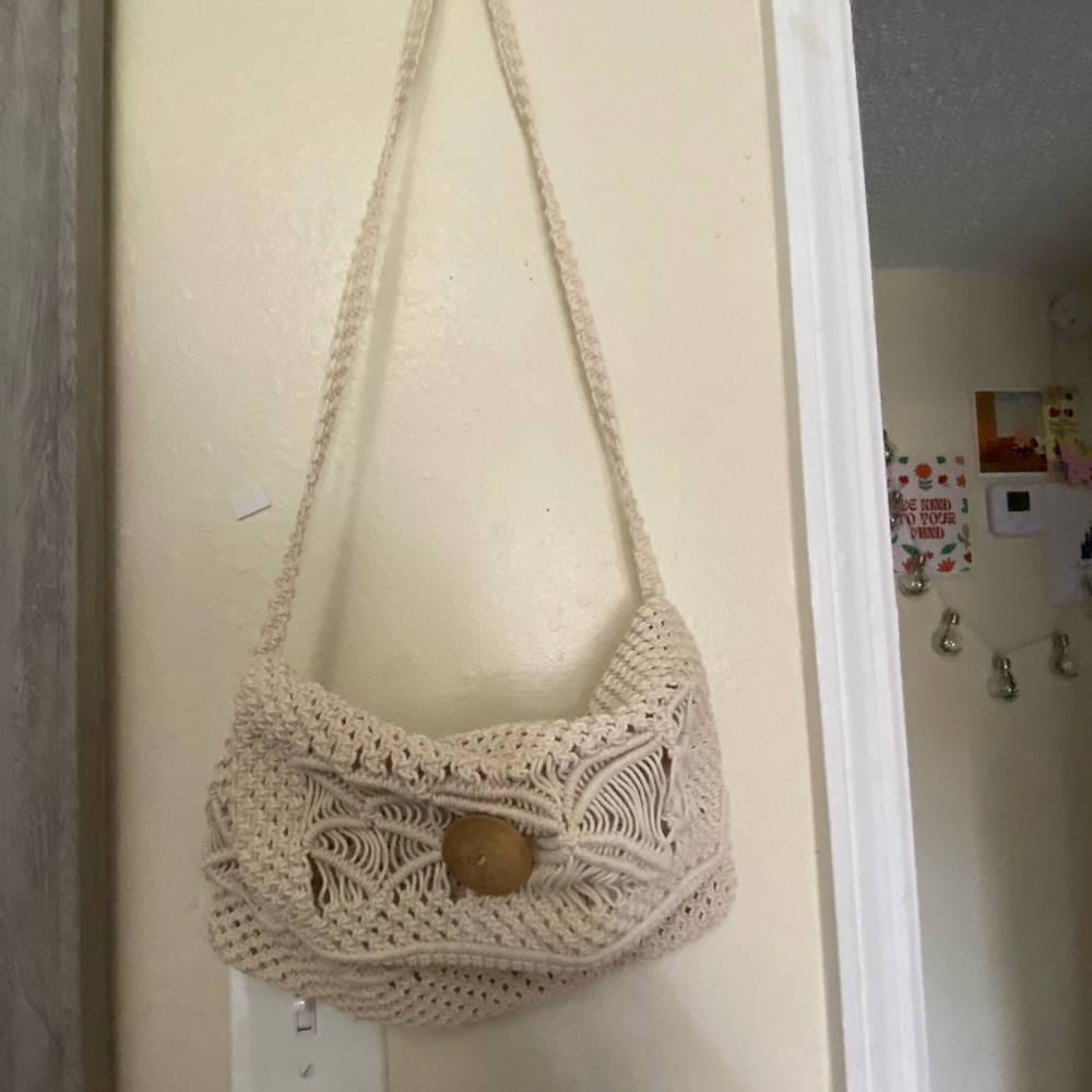 Cream Crochet Shoulder Bag